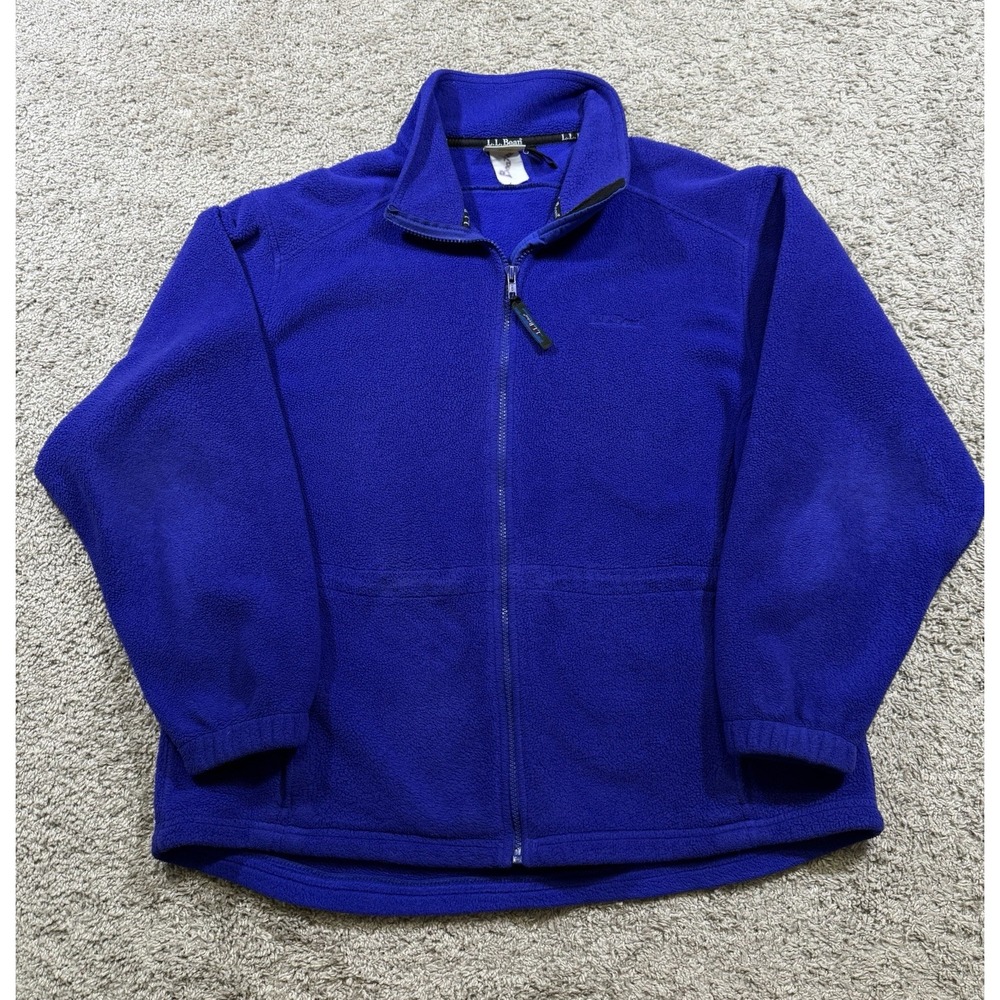 Vintage LL BEAN Fleece Women Zip‎ Up Long Sleeve Purple USA M/L Outdoor Thermal